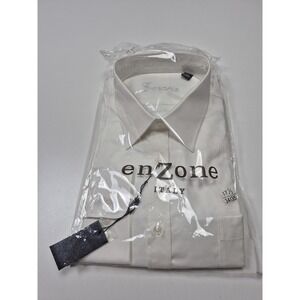 EnZone Dress Shirt Mens 17.5 34/35 White Classic Fit Point Collar Long Sleeve